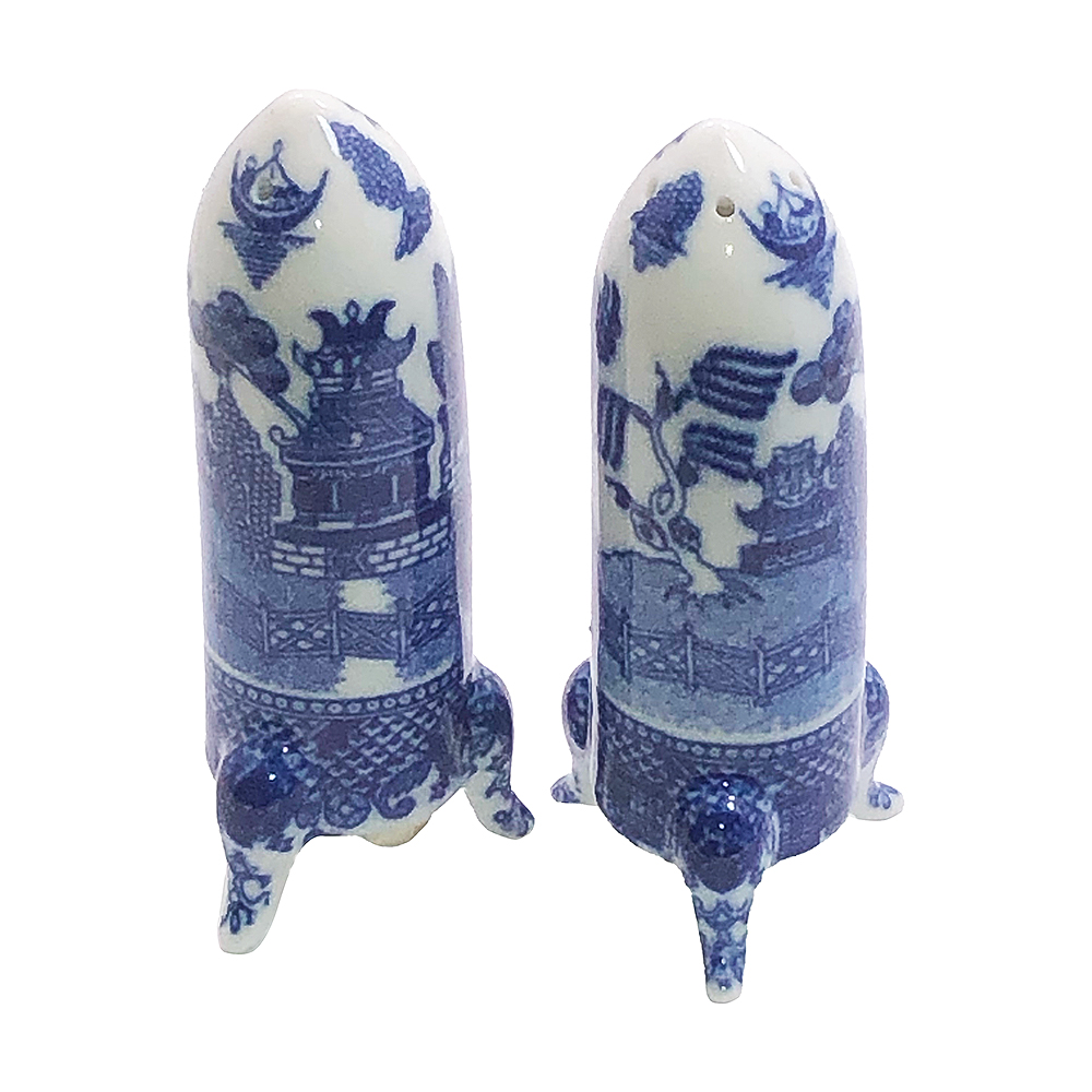 Blue Willow Rocket Salt and Pepper Shakers - 3.5 Height, photo-1