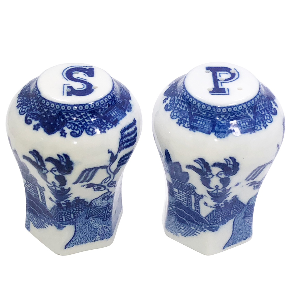 Blue Willow Jar Shape Salt and Pepper Shakers - 2-3/4 Height, photo-1