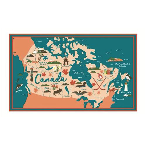 Canadian Map Cotton Tea Towel