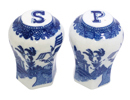 Blue Willow Jar Shape Salt and Pepper Shakers - 2-3/4 Height