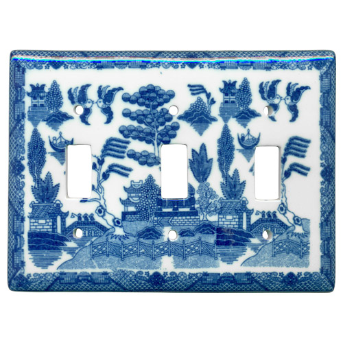 Blue Willow Ware - Electric Cover for 3 Switches