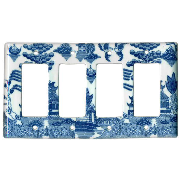 Blue Willow Ware Electric Cover Plate - 4-Switch