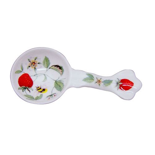 Bone China Tea Caddy Spoon, Alpine Strawberry