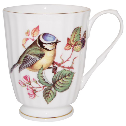 Blue Bird Mug - Swirl & Footed