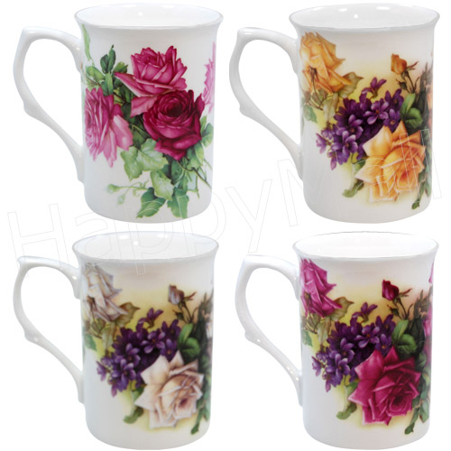 Classic English Rose Mug - Set of 4, photo-2