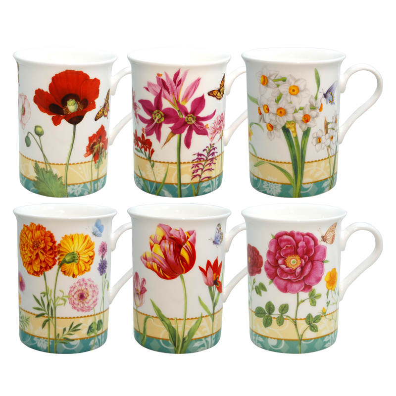 Garden Flower, Set of 6 Mugs