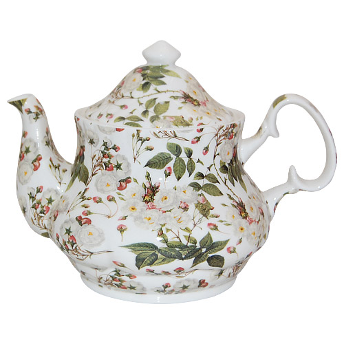 White Rose Chintz Teapot - 6 Cup