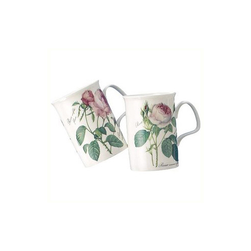 Redoute Rose Mugs, Set of 2