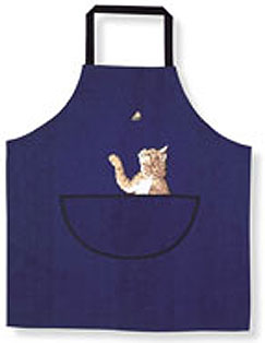 Cat and Feather Blue Denim Kitchen Apron