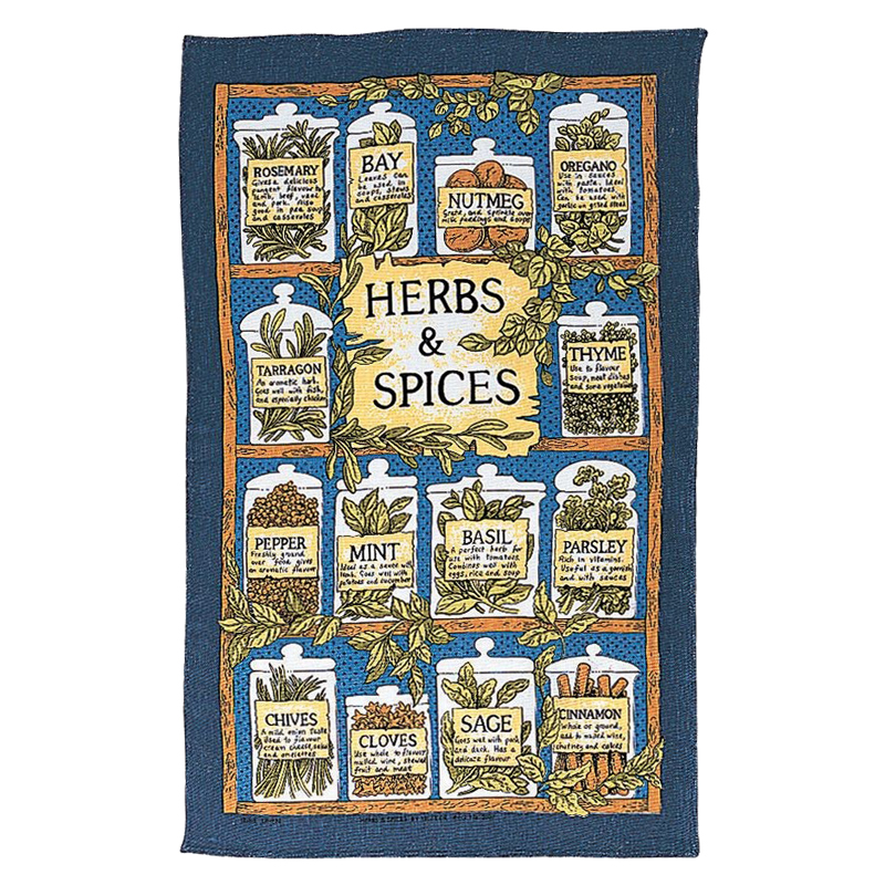 Herbs & Spices Linen Tea Towel