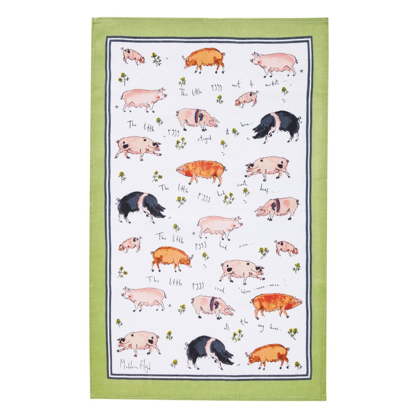 Linen Tea Towel - This Little Piggy