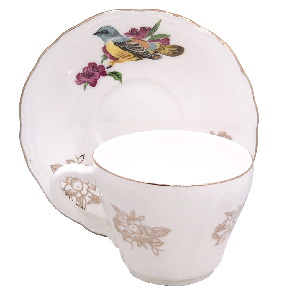Small 3-Ounce Cup & Saucer Sets - Spring Bird, Set of 4, photo-2