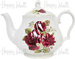 Burgundy Roses 6-Cup Teapot