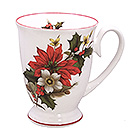 Poinsettia Footed Mug, Red