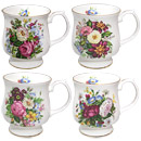 Balmoral - Set of 4 Bone China Mugs w/ Gold Trim