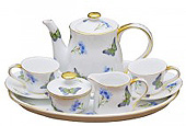 Little Girls Tea Set - Blue Butterfly 10 Piece Tea Set