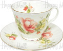 Duchess English Rose Cup and Saucer Set - Peach Roses