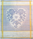 French Jacquard Kitchen/Tea Towel - Blue Hearts