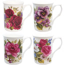 English Summer Floral Mug, Set of 4