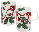 Christmas Ribbon, Set of 2 Tea Mugs
