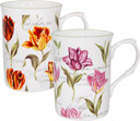 Rose of England Bone China Mugs - Set of 2, Tulips