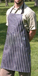 PVC Butcher Apron in Navy Blue and White Stripe
