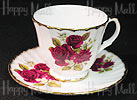 Duchess English Rose Cup and Saucer Set - Burgundy Roses