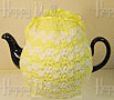 Knitted Tea Cozy, Yellow Strips, Large 6-8 Cup