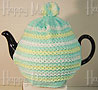 Knitted Tea Cozy, Green and Yellow, Large 6-8 Cup