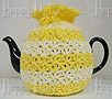 Knitted Tea Cozy, Yellow and White, Large 6-8 Cup