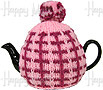 Knitted Tea Cozy, Fuschia on Pink, Small 2-4 Cup