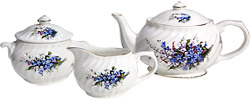 Staffordshire Heritage, Forget-me-not Teapot w/ Cream & Sugar Set