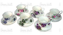 David Michael China, Assorted Floral Designs, Cups and Saucers