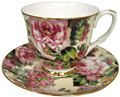 Cottage Rose Chintz - Bone China Tea Cup and Saucer