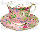 Crown Trent Chintz, Cup and Saucer, Morning Glory Pink