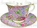 Crown Trent Chintz, Cup and Saucer, Morning Glory Purple