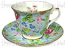 Crown Trent Chintz, Cup and Saucer, Morning Glory Blue