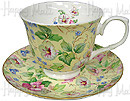 Crown Trent Chintz, Cup and Saucer, Morning Glory Yellow