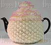 Knitted Tea Cozy, Laces on Ivory, Small 2-Cup
