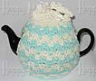 Knitted Tea Cozy, Pastel Green and White, Large 6-8 Cup