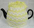 Knitted Tea Cozy, Pastel Yellow and White, Large 6-8 Cup