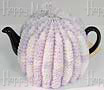 Knitted Tea Cozy, Pastel Purple and White, Small 2-Cup