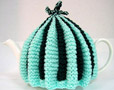 Knitted Tea Cozy, Green/Dark Green, Medium 4-5 Cup