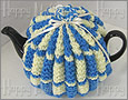 Knitted Tea Cozy, Patterned London Blue, Small 2-4 Cup