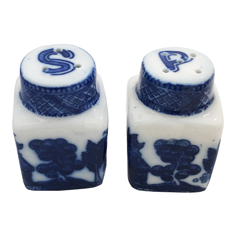 Blue Willow Mini Salt & Pepper Set, 1-5/8H