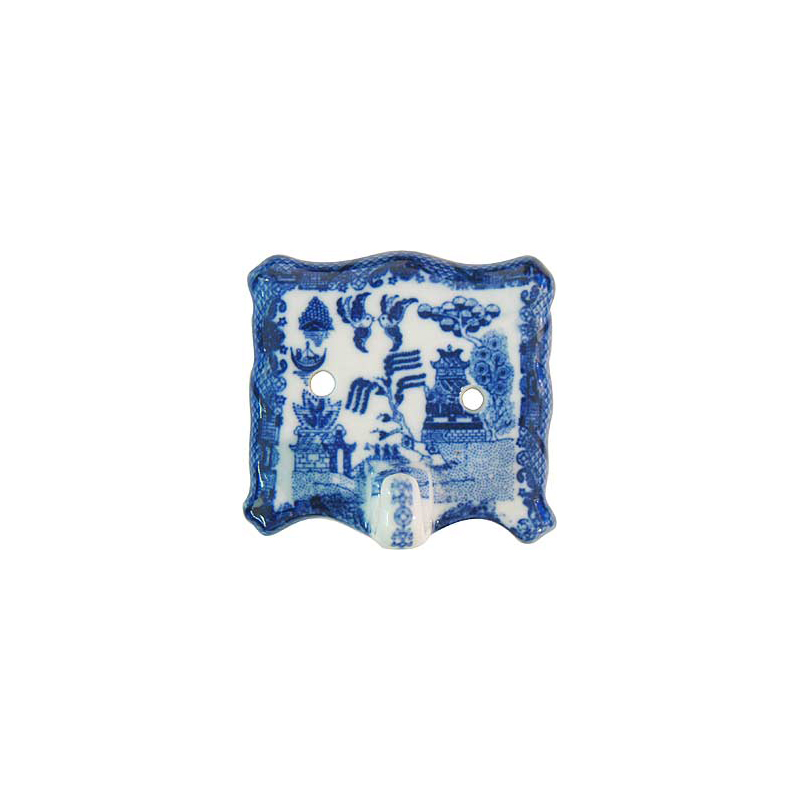 Blue Willow Single Wall Hook – Decorative Ceramic Hook