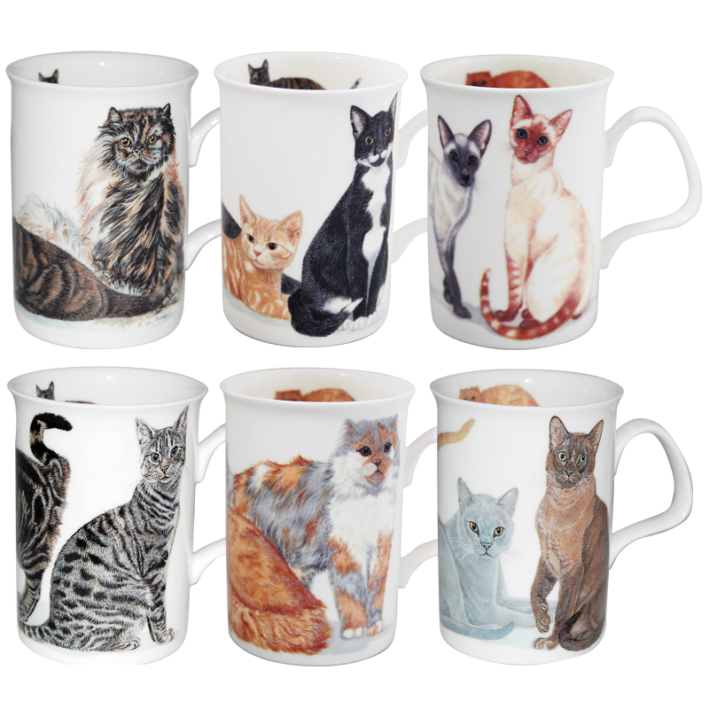 Cats Galore, Set of 6 Animal Bone China Coffee Mug