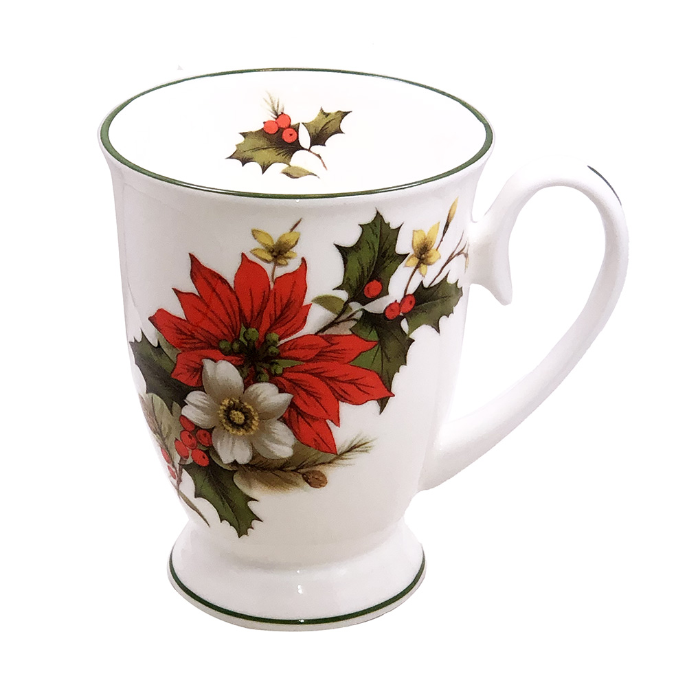 Poinsettia Footed Mug, Green