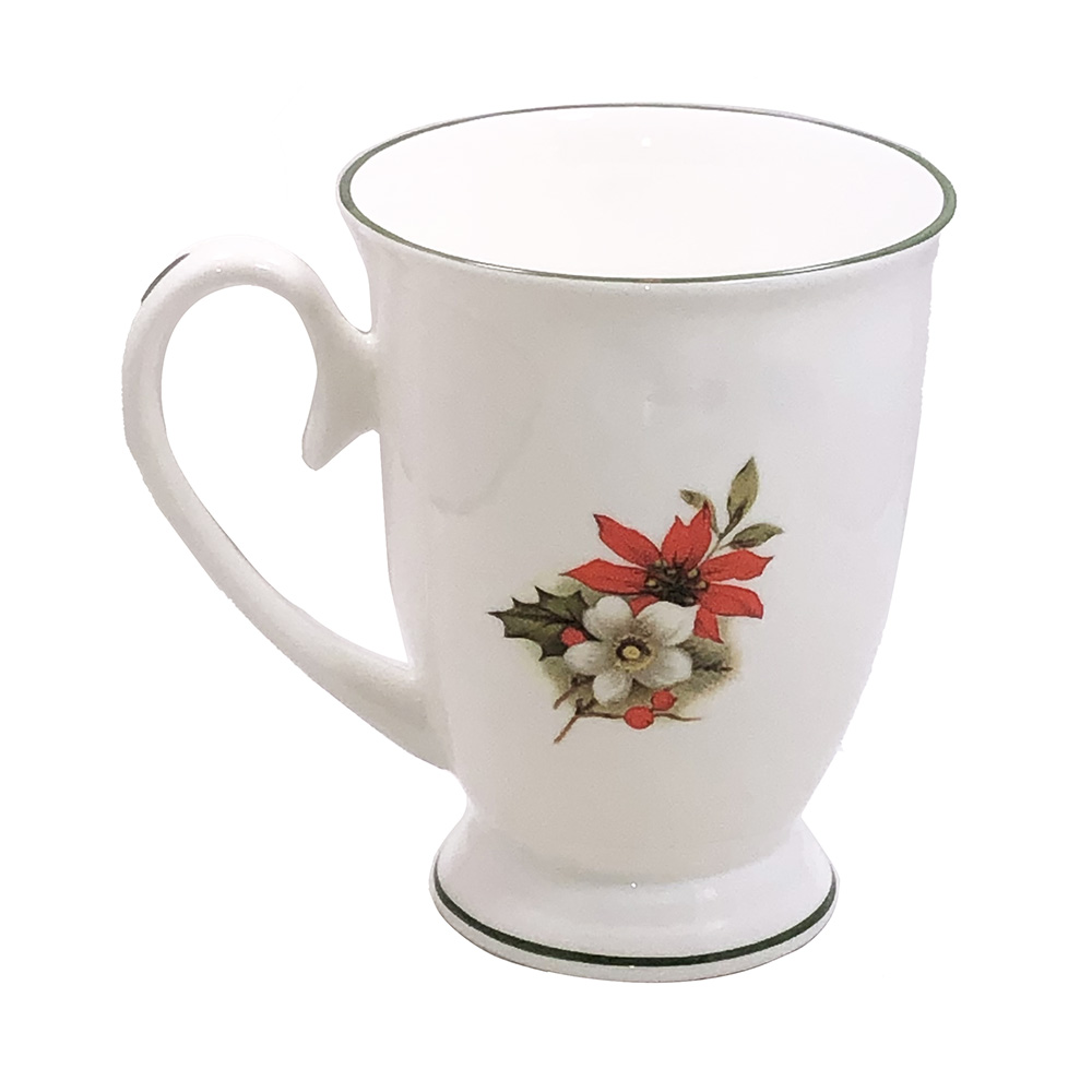 Poinsettia Footed Mug, Green, photo-1