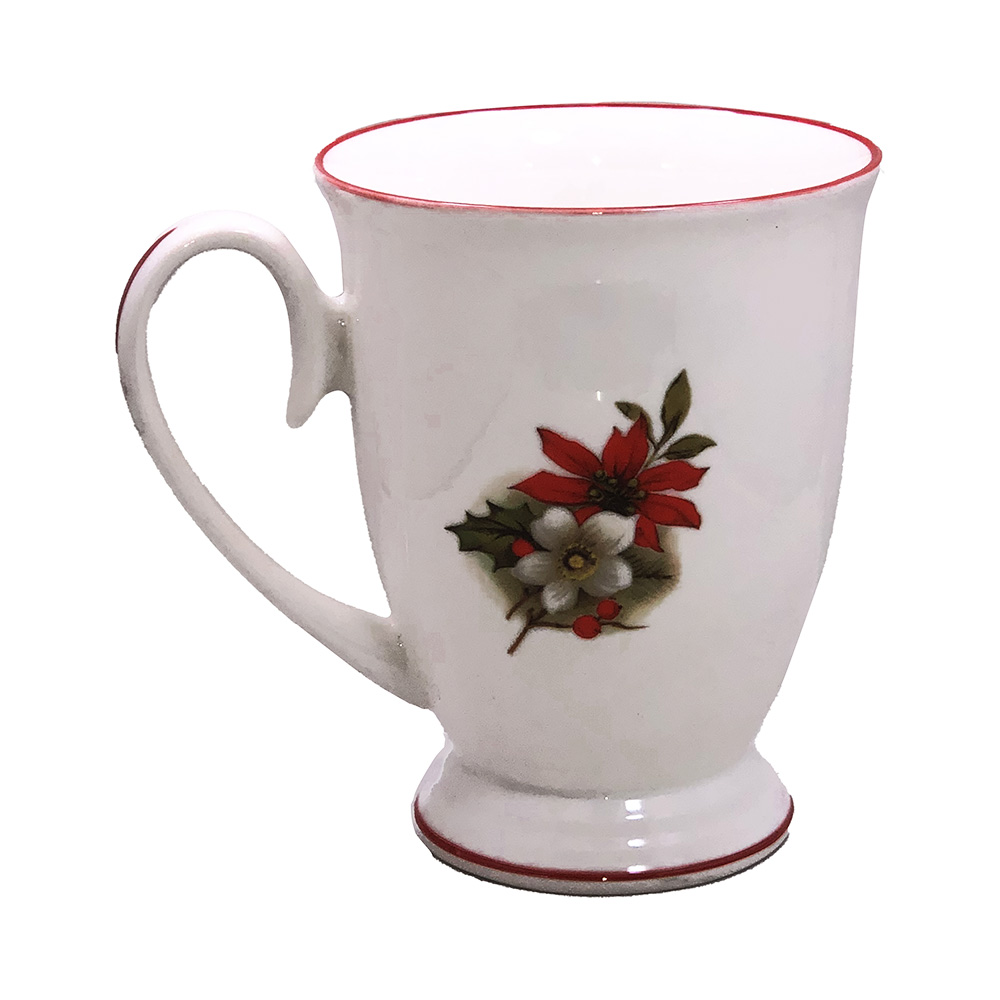 Poinsettia Footed Mug, Red, photo-1